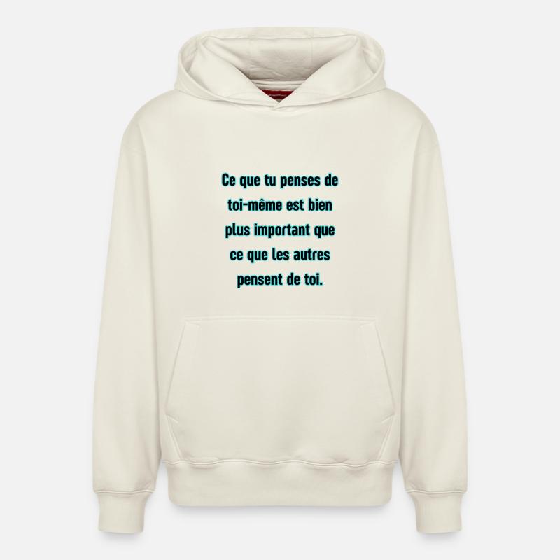 Une pensée positive - Sweat à capuche unisexe décontracté en coton biologique – de SPREAD - blanc cassé