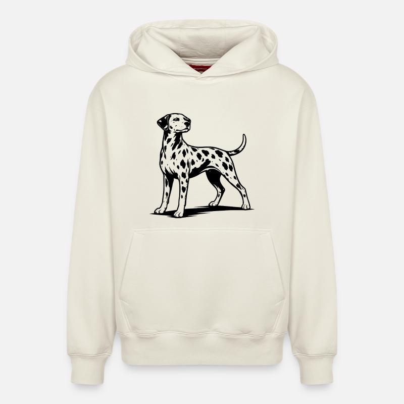 Portrait dalmatien noir - Sweat à capuche unisexe décontracté en coton biologique – de SPREAD - blanc cassé