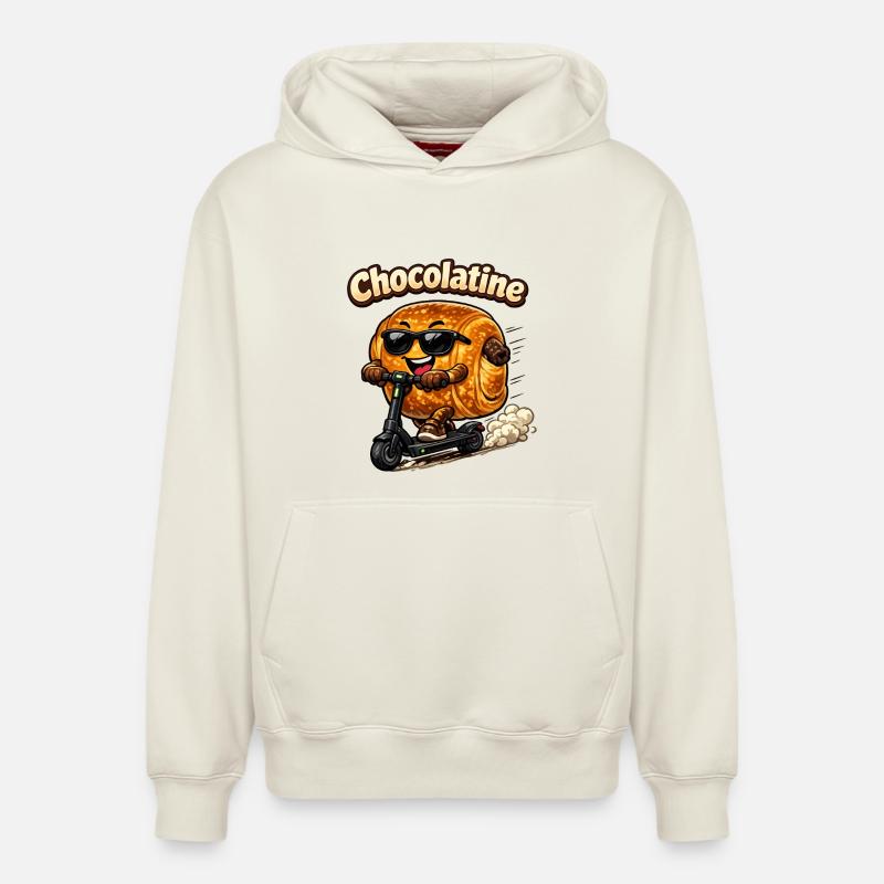 Chocolatine trottinettes  - Sweat à capuche unisexe décontracté en coton biologique – de SPREAD - blanc cassé