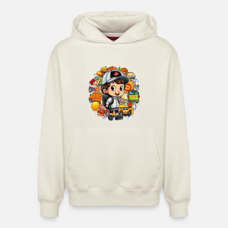 Explorateur d’aventure culinaire - Sweat à capuche unisexe décontracté en coton biologique – de SPREAD - blanc cassé