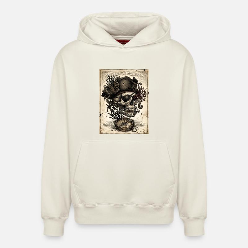 Crâne pirate et compas - Sweat à capuche unisexe décontracté en coton biologique – de SPREAD - blanc cassé