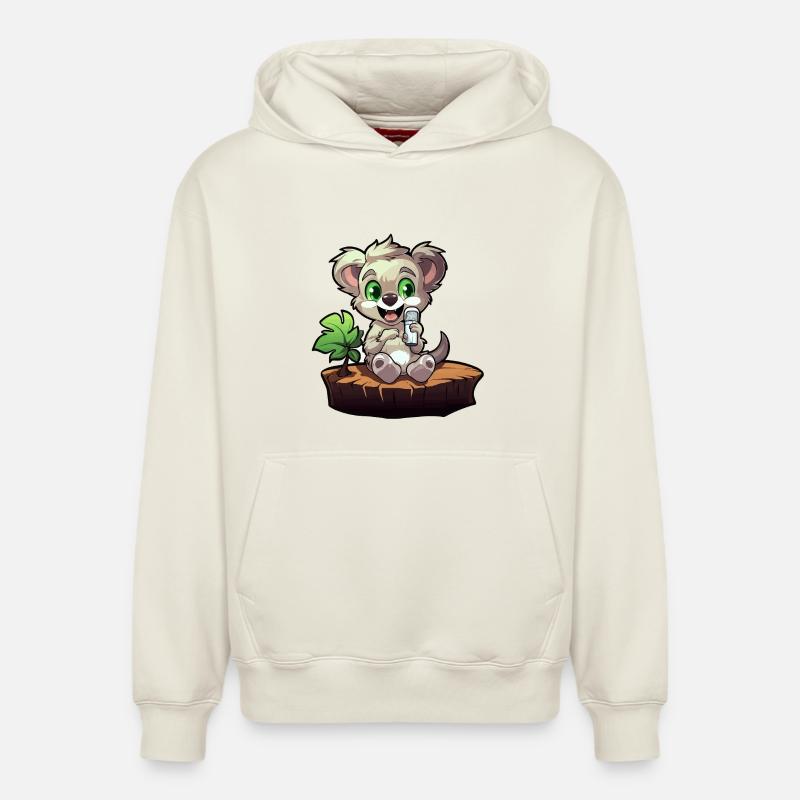Petit koala sur la souche - Sweat à capuche unisexe décontracté en coton biologique – de SPREAD - blanc cassé
