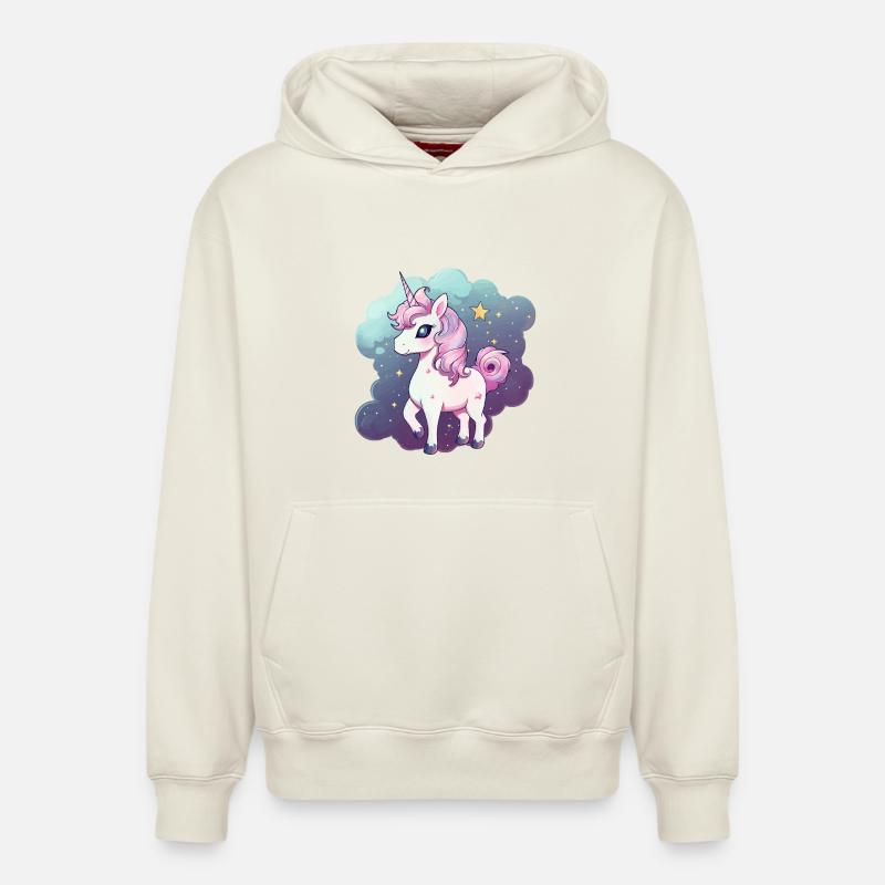 Licorne pastel - Sweat à capuche unisexe décontracté en coton biologique – de SPREAD - blanc cassé