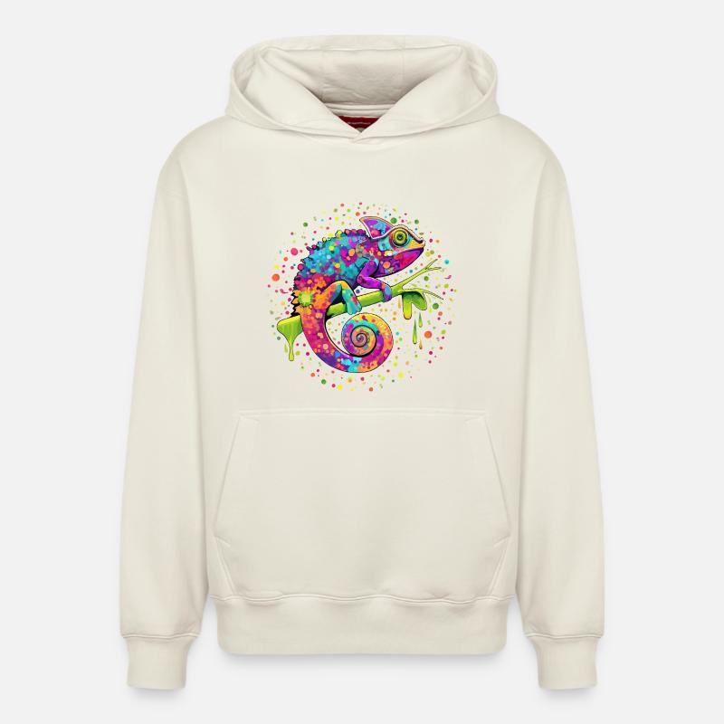 Fantasme de l’aquarelle caméléon - Sweat à capuche unisexe décontracté en coton biologique – de SPREAD - blanc cassé