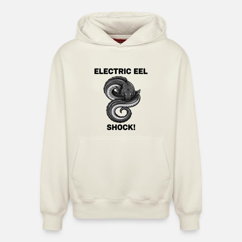 Anguille Électrique Shock Eel - Sweat à capuche unisexe décontracté en coton biologique – de SPREAD - blanc cassé
