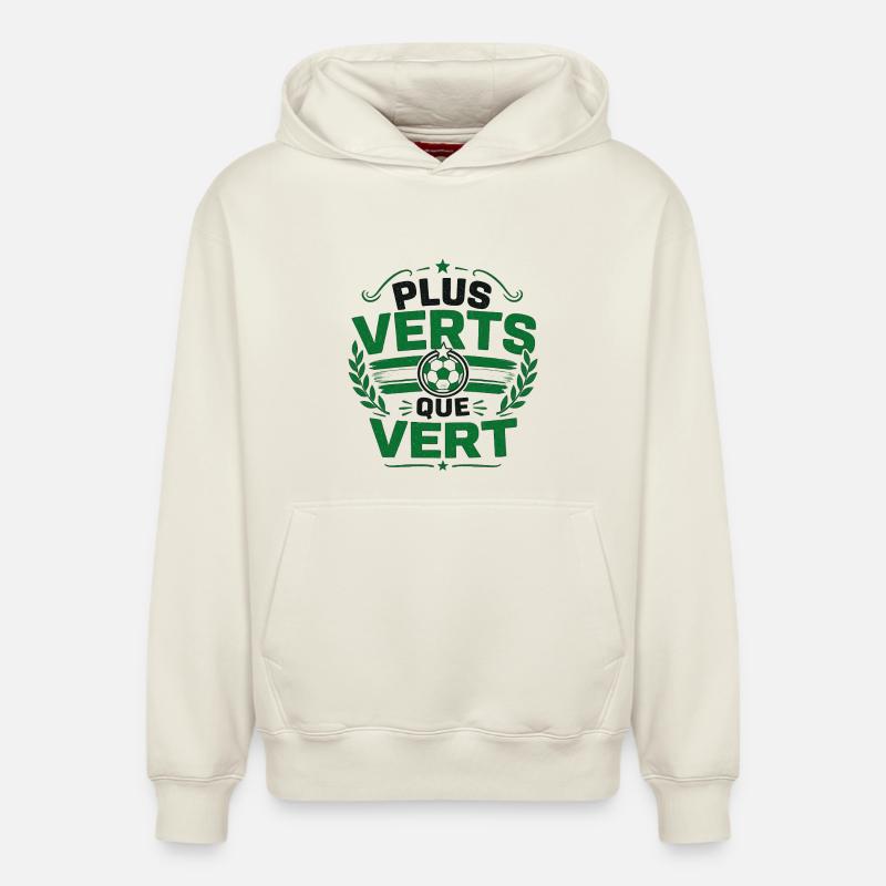 Plus VERTS que VERT - Sweat à capuche unisexe décontracté en coton biologique – de SPREAD - blanc cassé