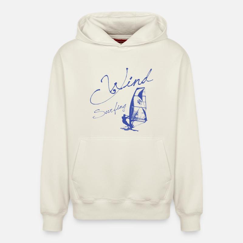WINDSURFING - Cadeau SURFER WINDSURFER - Sweat à capuche unisexe décontracté en coton biologique – de SPREAD - blanc cassé