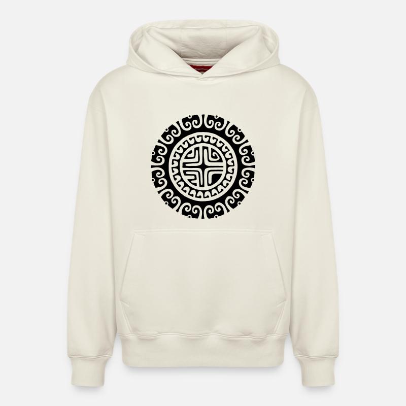 Fleur noire de Polynésie - Sweat à capuche unisexe décontracté en coton biologique – de SPREAD - blanc cassé