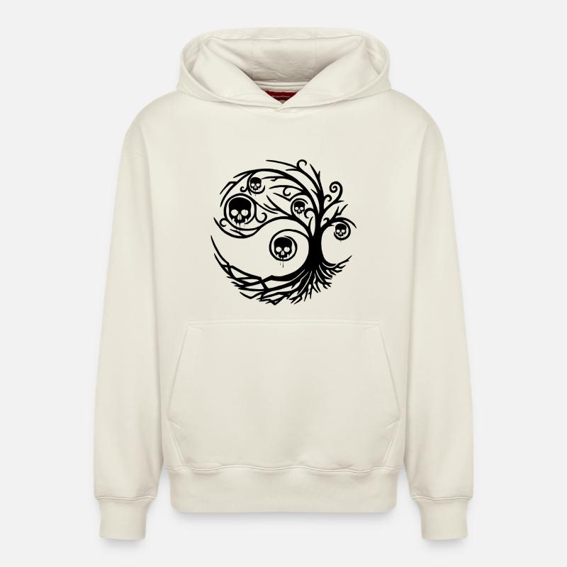 Arbre noir aux crânes - Sweat à capuche unisexe décontracté en coton biologique – de SPREAD - blanc cassé