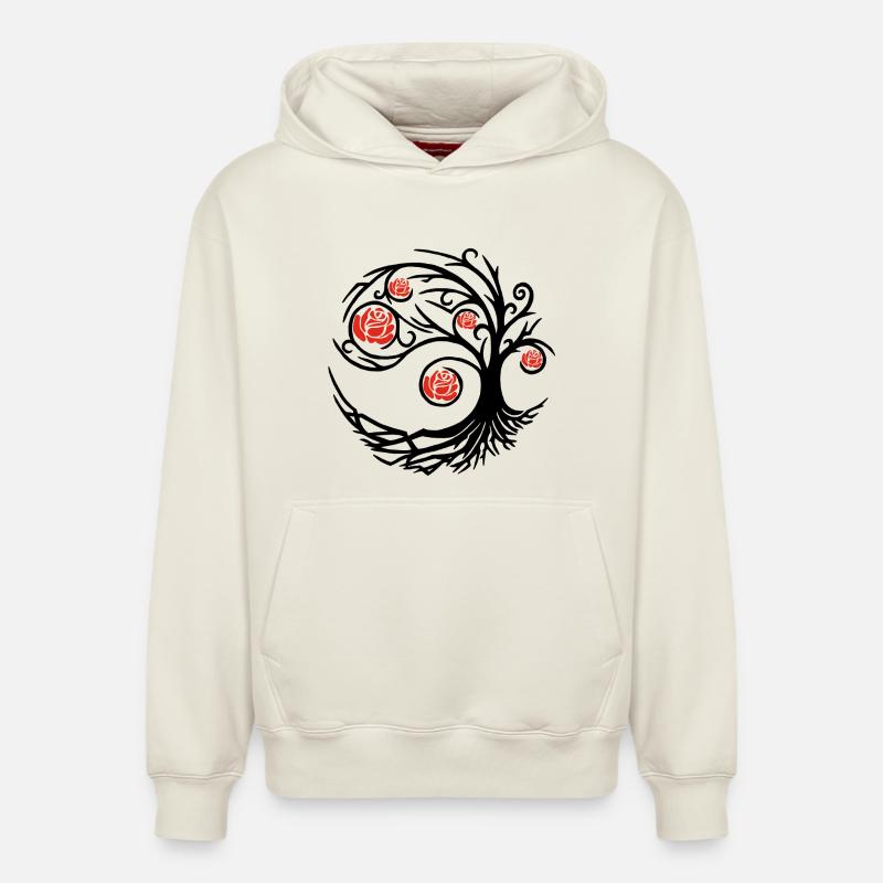 Rosier noir étrange - Sweat à capuche unisexe décontracté en coton biologique – de SPREAD - blanc cassé