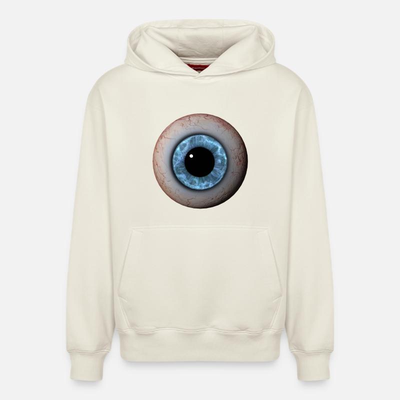Gros plan des yeux Iris bleu - Sweat à capuche unisexe décontracté en coton biologique – de SPREAD - blanc cassé