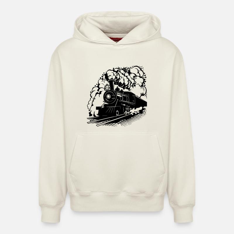 Graphique ferroviaire - Sweat à capuche unisexe décontracté en coton biologique – de SPREAD - blanc cassé