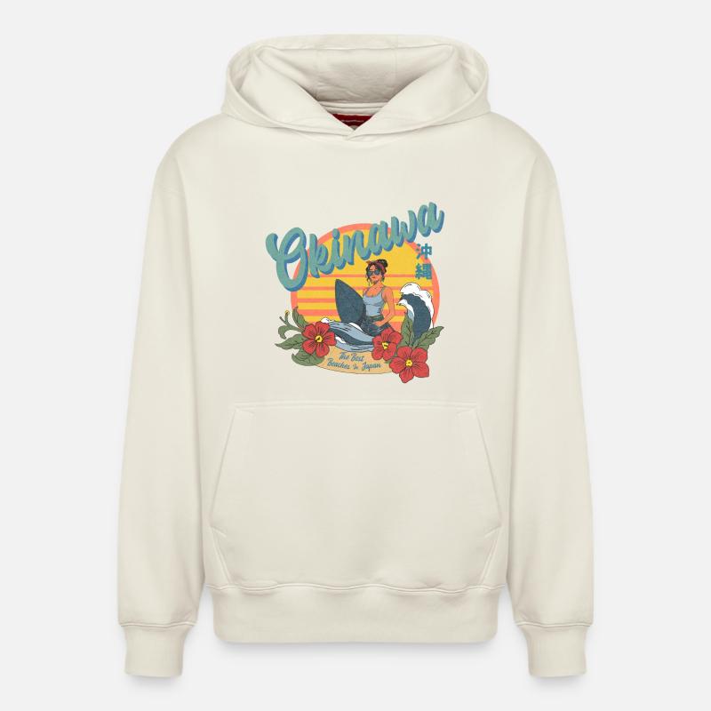 Okinawa Beaches (Halftone Version) - Relaxed Unisex Organic Hoodie – von SPREAD - Naturweiß