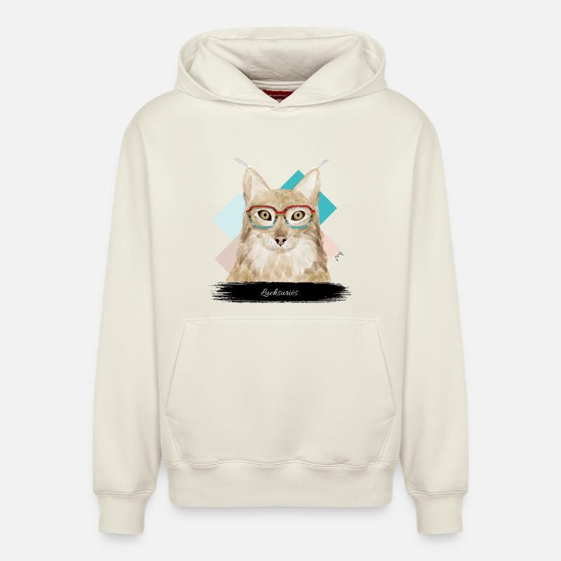 JvG Luchs « Luchsurious ! » - Sweat à capuche unisexe décontracté en coton biologique – de SPREAD - blanc cassé