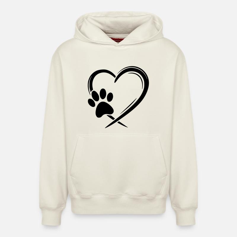 Patte Coeur - Sweat à capuche unisexe décontracté en coton biologique – de SPREAD - blanc cassé
