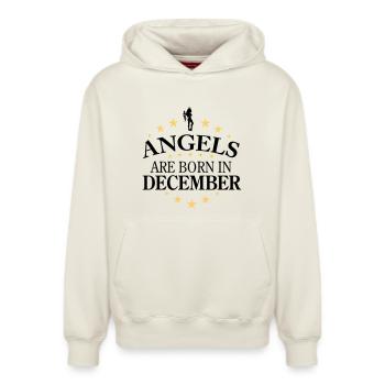 Vêtements de sport décembre anges - Sweat à capuche unisexe décontracté en coton biologique – de SPREAD - blanc cassé - Devant - AI Model Female 172 dark (172cm) & AI Model Male 178 light (178cm)