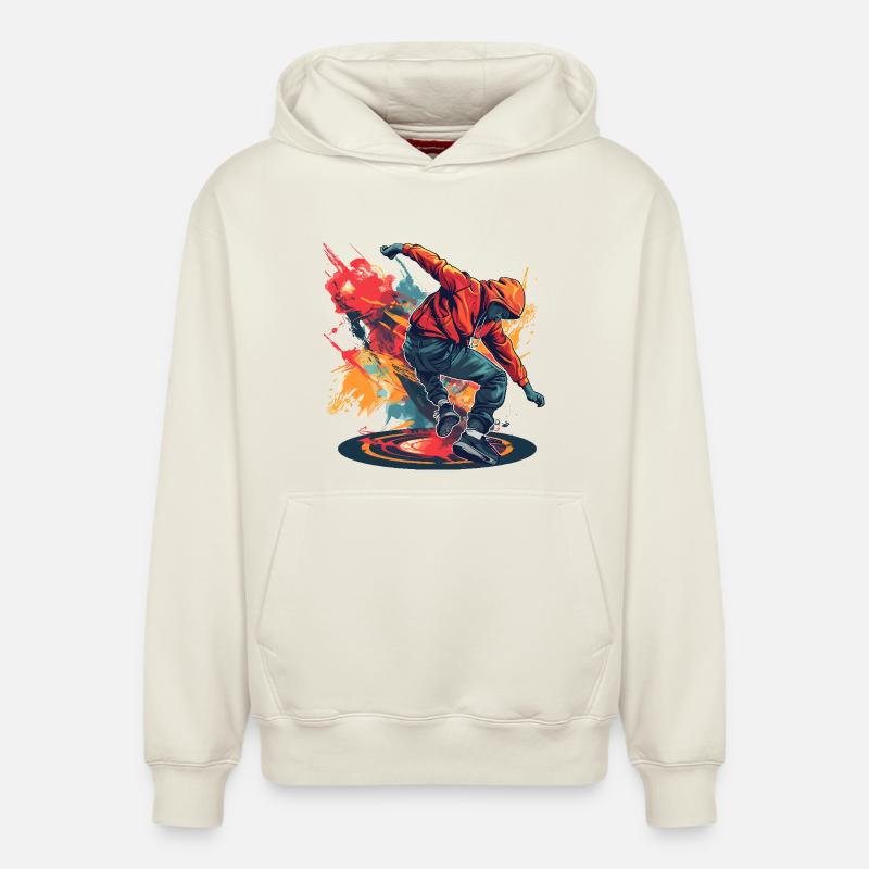 Breakdancer Graffiti - Relaxed Unisex Organic Hoodie – von SPREAD - Naturweiß