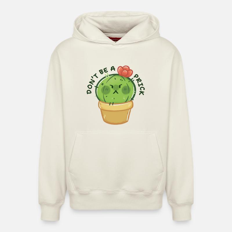Grumpy Cactus with Message - Relaxed Unisex Organic Hoodie – by SPREAD - off white