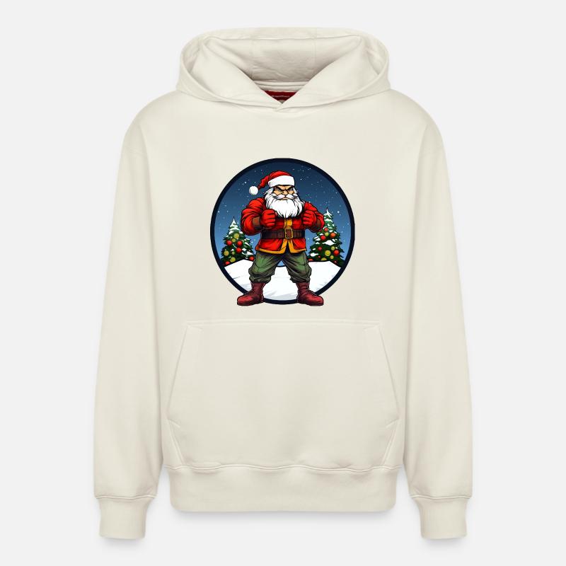 Noël de combattant - Sweat à capuche unisexe décontracté en coton biologique – de SPREAD - blanc cassé