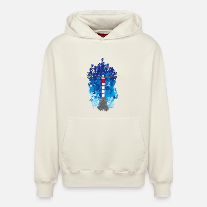 phare - Sweat à capuche unisexe décontracté en coton biologique – de SPREAD - blanc cassé