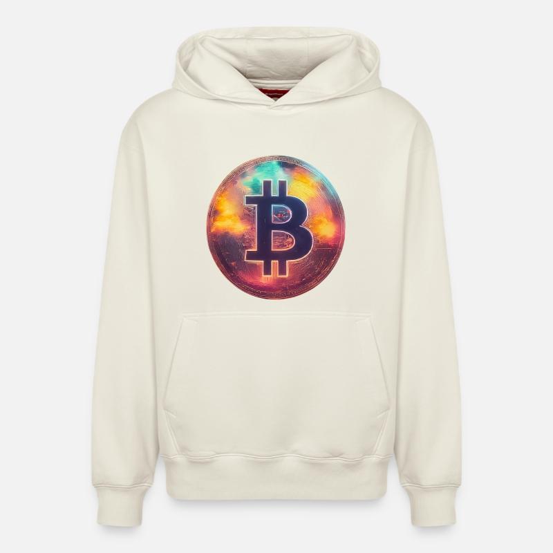 Bitcoin spectaculaire - Sweat à capuche unisexe décontracté en coton biologique – de SPREAD - blanc cassé