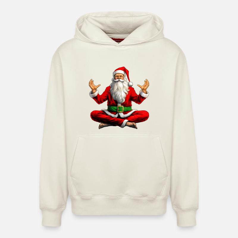 Noël des yogis - Sweat à capuche unisexe décontracté en coton biologique – de SPREAD - blanc cassé