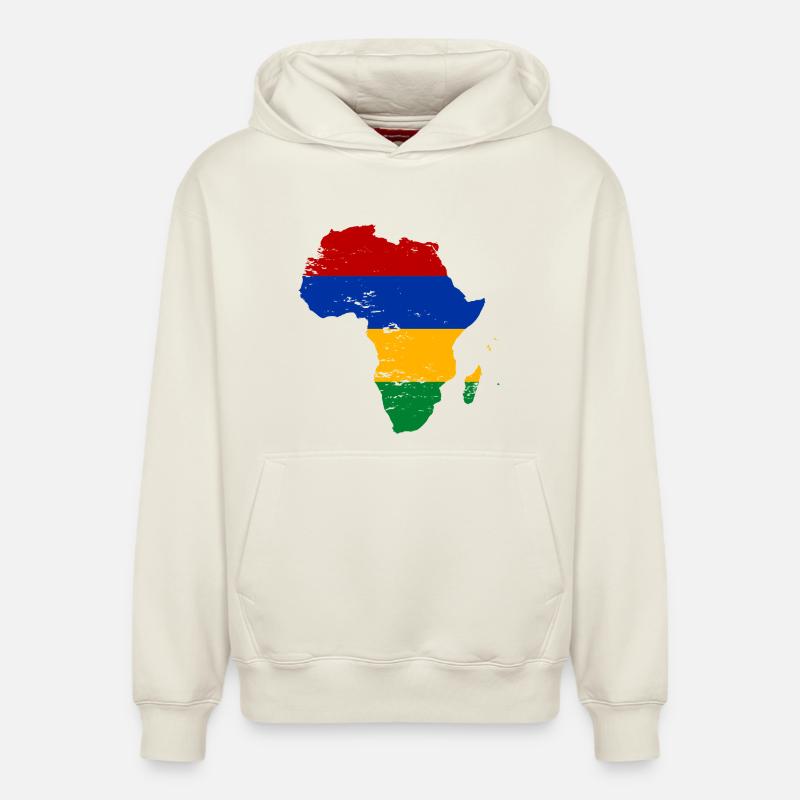 Drapeau Maurice Afrique - Sweat à capuche unisexe décontracté en coton biologique – de SPREAD - blanc cassé