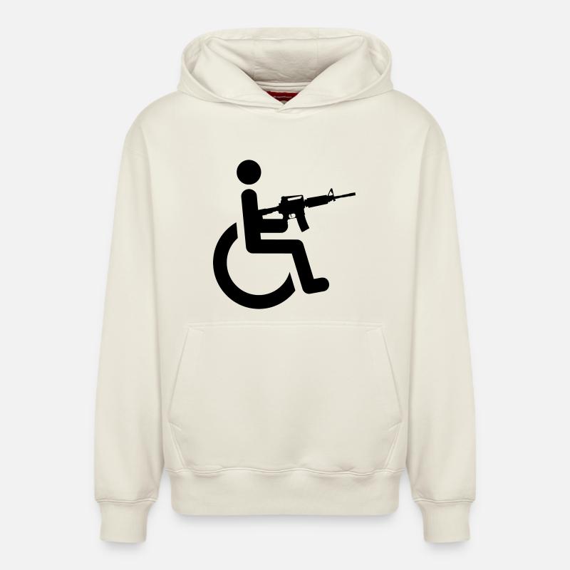 Utilisateur d’un fauteuil roulant armé # - Sweat à capuche unisexe décontracté en coton biologique – de SPREAD - blanc cassé