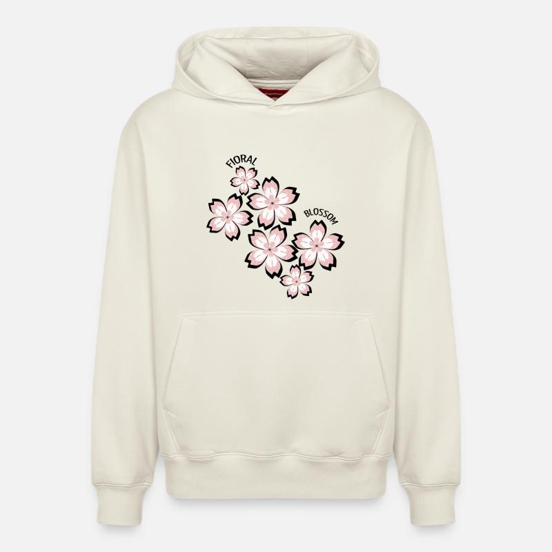 Fleur florale - Sweat à capuche unisexe décontracté en coton biologique – de SPREAD - blanc cassé