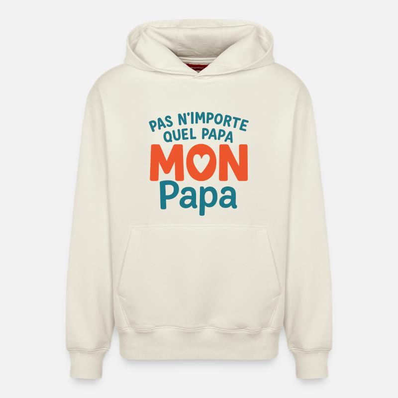 Mon Papa Unique  - Sweat à capuche unisexe décontracté en coton biologique – de SPREAD - blanc cassé