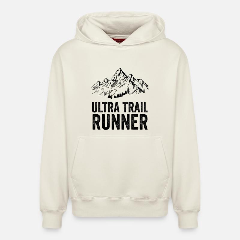 Coureur d’ultra trail - Sweat à capuche unisexe décontracté en coton biologique – de SPREAD - blanc cassé
