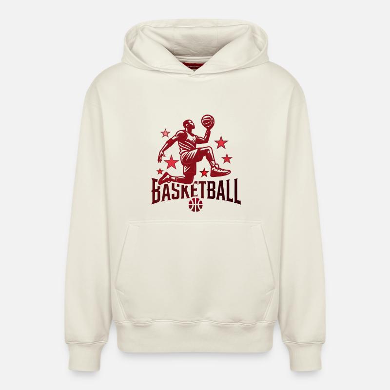Conception de basket-ball - Sweat à capuche unisexe décontracté en coton biologique – de SPREAD - blanc cassé