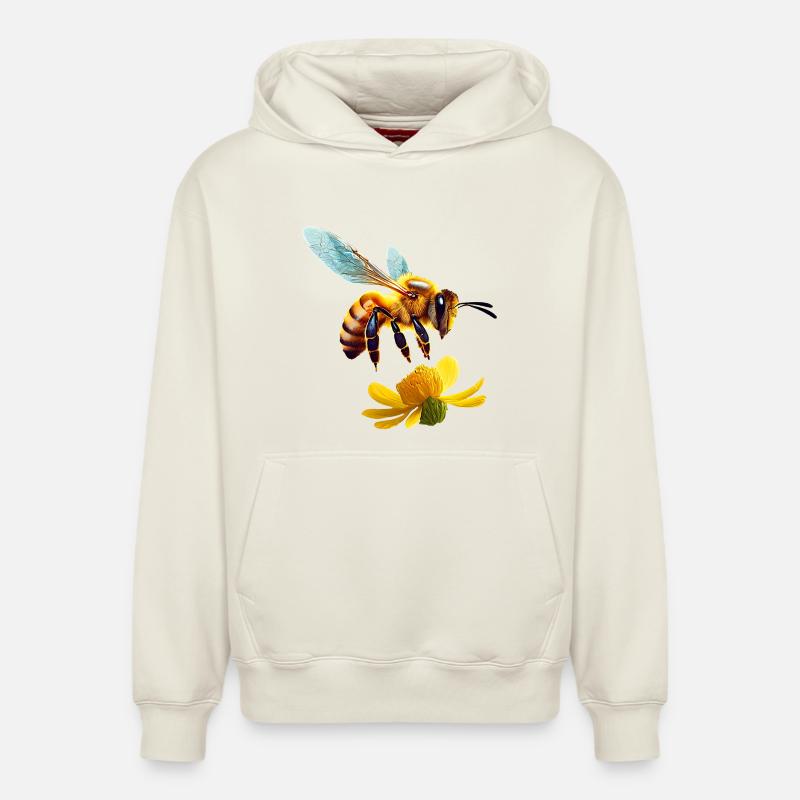 abeille - Sweat à capuche unisexe décontracté en coton biologique – de SPREAD - blanc cassé