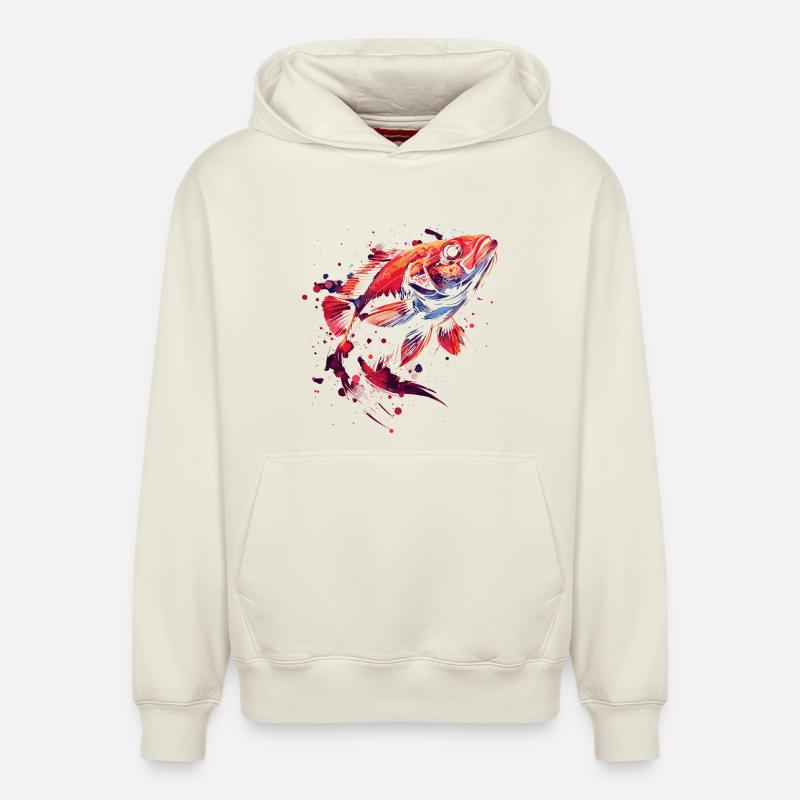 Poisson - Sweat à capuche unisexe décontracté en coton biologique – de SPREAD - blanc cassé