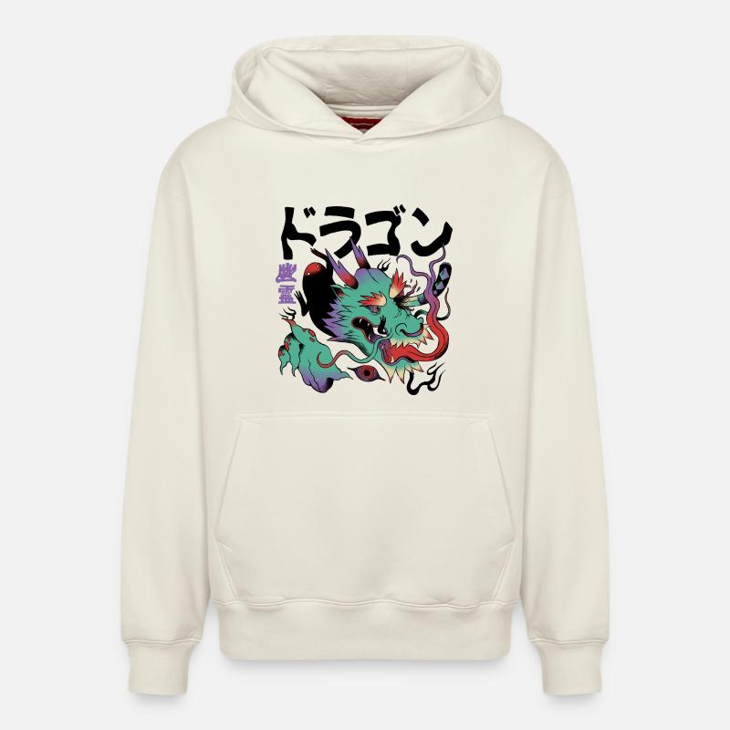 Dragon Cosmique Éclatant - Sweat à capuche unisexe décontracté en coton biologique – de SPREAD - blanc cassé
