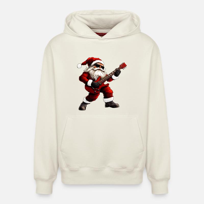 Guitaristes électriques Noël - Sweat à capuche unisexe décontracté en coton biologique – de SPREAD - blanc cassé