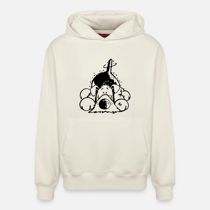 Mignon Airedale Terrier - Sweat à capuche unisexe décontracté en coton biologique – de SPREAD - blanc cassé