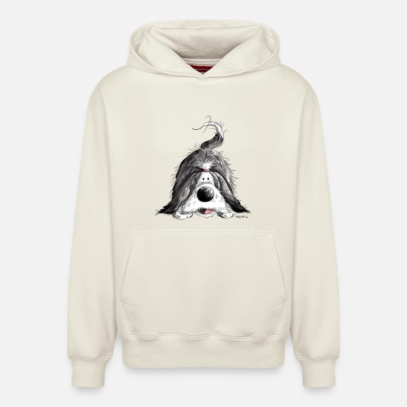 Bearded Collie - Sweat à capuche unisexe décontracté en coton biologique – de SPREAD - blanc cassé