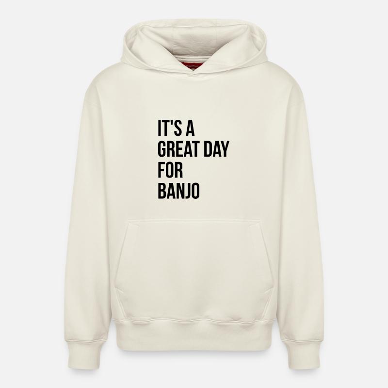 banjo - Sweat à capuche unisexe décontracté en coton biologique – de SPREAD - blanc cassé