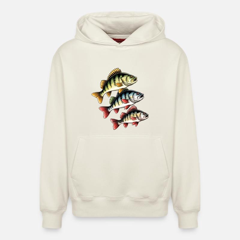 Pêche à la perche - Sweat à capuche unisexe décontracté en coton biologique – de SPREAD - blanc cassé