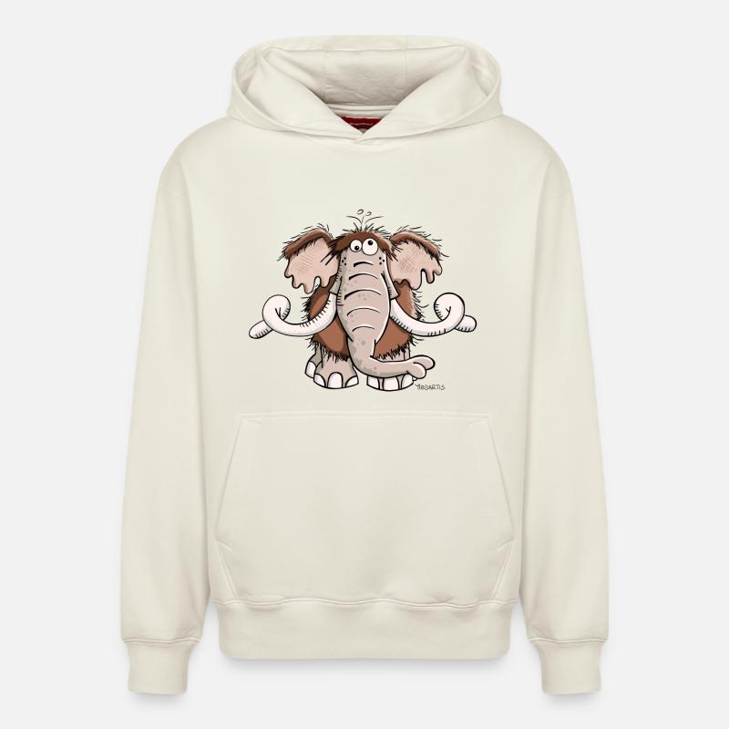 Mammouth mignon - Sweat à capuche unisexe décontracté en coton biologique – de SPREAD - blanc cassé