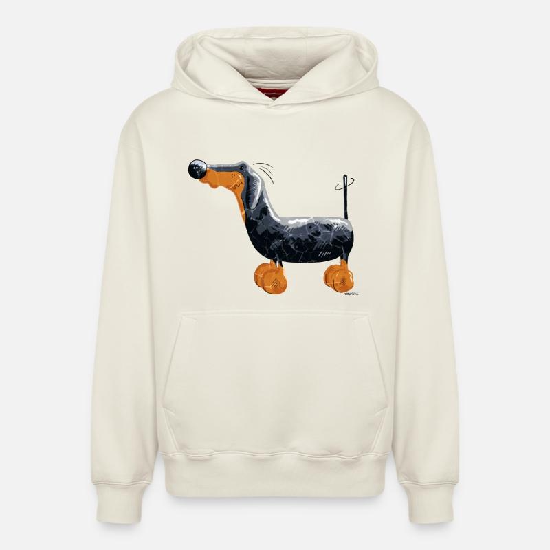 Teckel Chien - Sweat à capuche unisexe décontracté en coton biologique – de SPREAD - blanc cassé