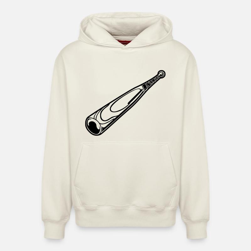 Croquis de batte de baseball - Sweat à capuche unisexe décontracté en coton biologique – de SPREAD - blanc cassé