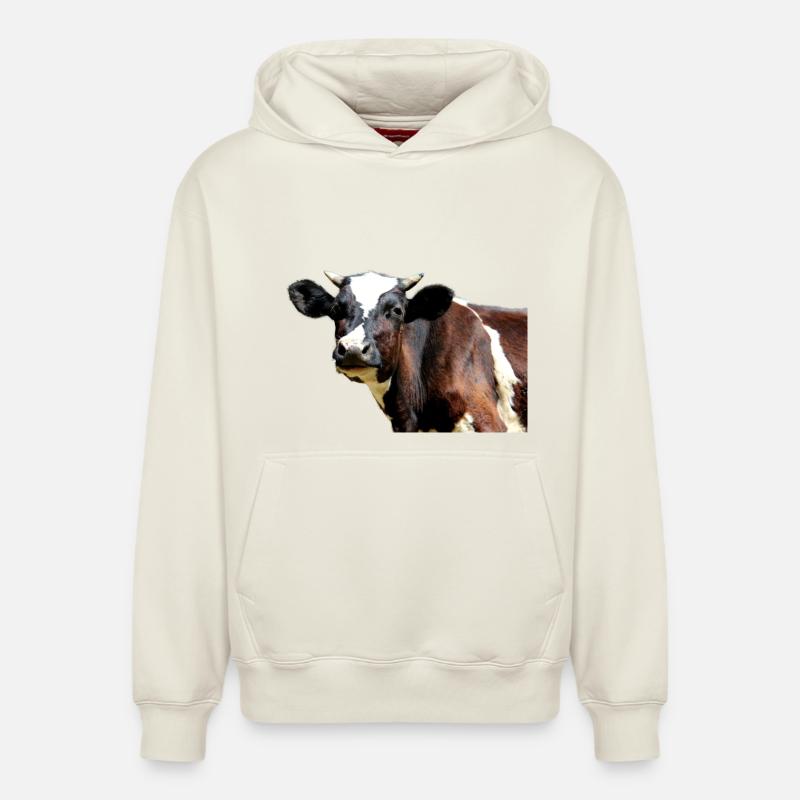Vache - Sweat à capuche unisexe décontracté en coton biologique – de SPREAD - blanc cassé