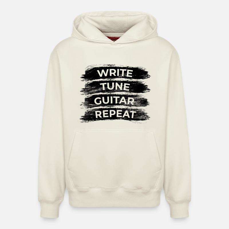 Écriture Fabrication Musique Guitare - Sweat à capuche unisexe décontracté en coton biologique – de SPREAD - blanc cassé