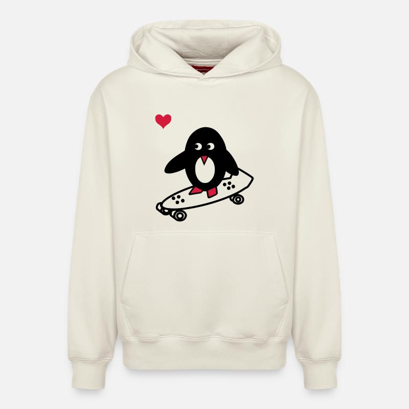 pingouin avec le skate-board - Sweat à capuche unisexe décontracté en coton biologique – de SPREAD - blanc cassé