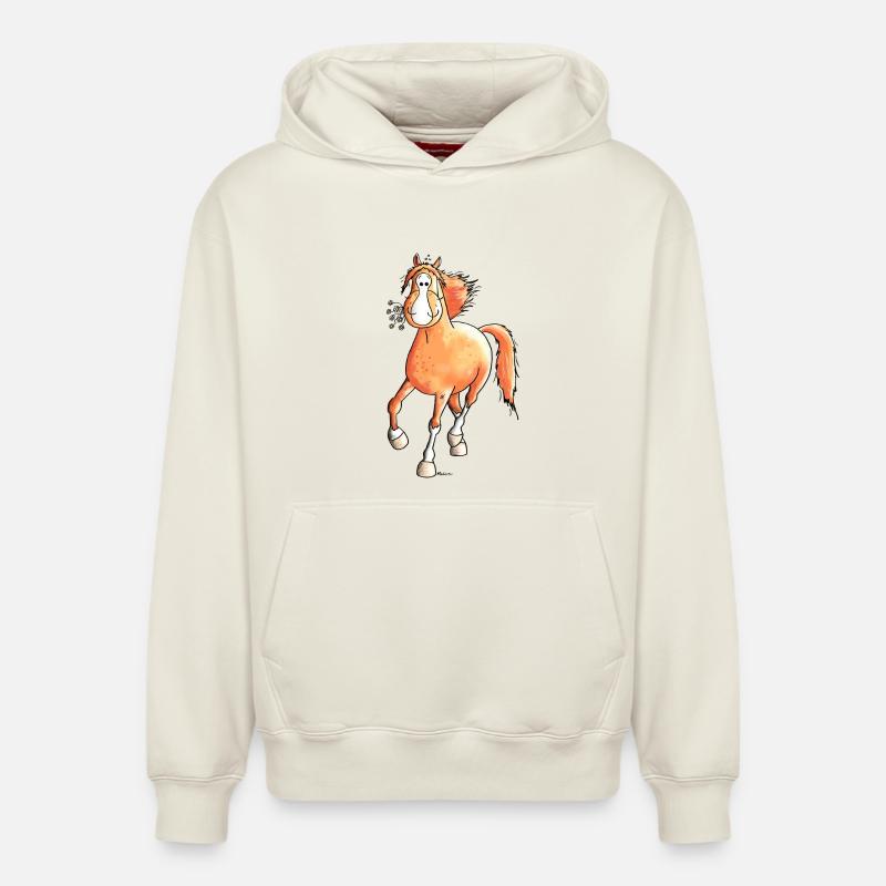Mignon Cheval - Sweat à capuche unisexe décontracté en coton biologique – de SPREAD - blanc cassé