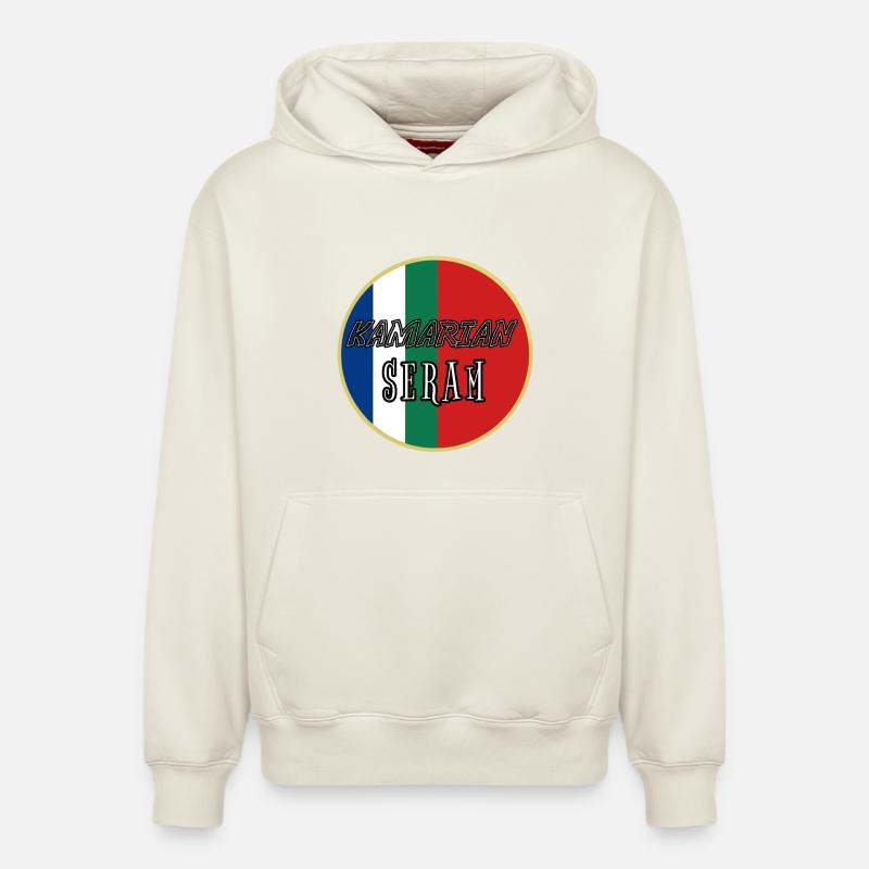 Emblème de Kamarian Seram - Sweat à capuche unisexe décontracté en coton biologique – de SPREAD - blanc cassé