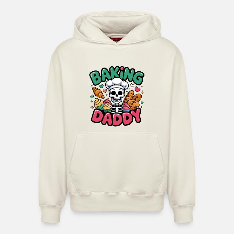Cuisson de Daddy Skull Cook - Sweat à capuche unisexe décontracté en coton biologique – de SPREAD - blanc cassé