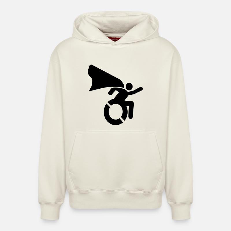 en fauteuil roulant # - Sweat à capuche unisexe décontracté en coton biologique – de SPREAD - blanc cassé